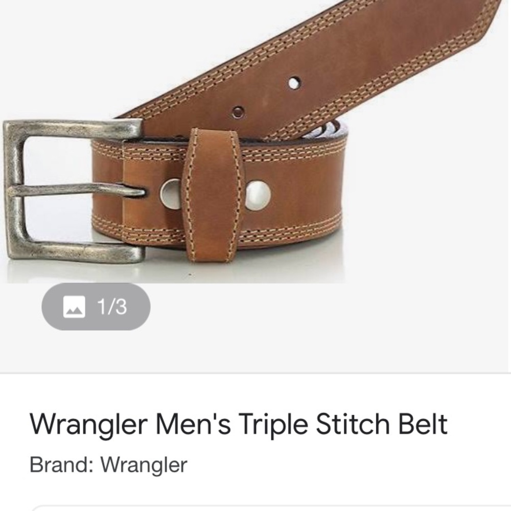 - New Wrangler triple stitch adjustable s48 brown belt western